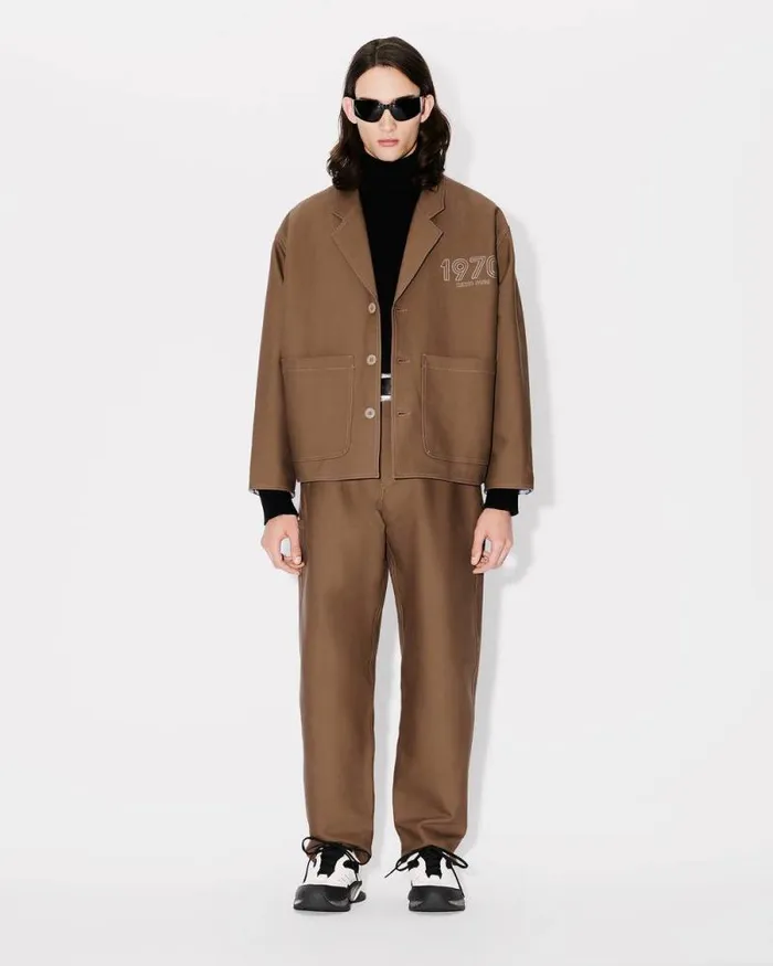 Men 039KENZO Archive 1970039 Embroidered Workwear Jacket Tabac Kenzo Jackets And Coats