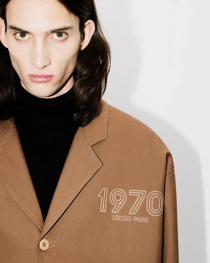 Men 039KENZO Archive 1970039 Embroidered Workwear Jacket Tabac Kenzo Jackets And Coats