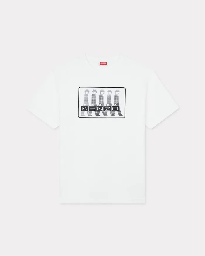 Men 039KENZO Business039 Tshirt In Cotton Off White Kenzo Tshirts And Polos