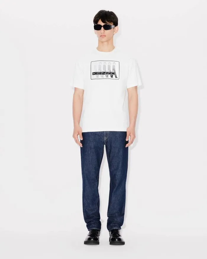 Men 039KENZO Business039 Tshirt In Cotton Off White Kenzo Tshirts And Polos