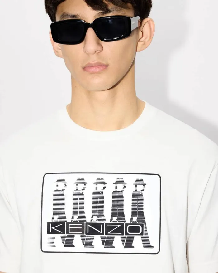 Men 039KENZO Business039 Tshirt In Cotton Off White Kenzo Tshirts And Polos