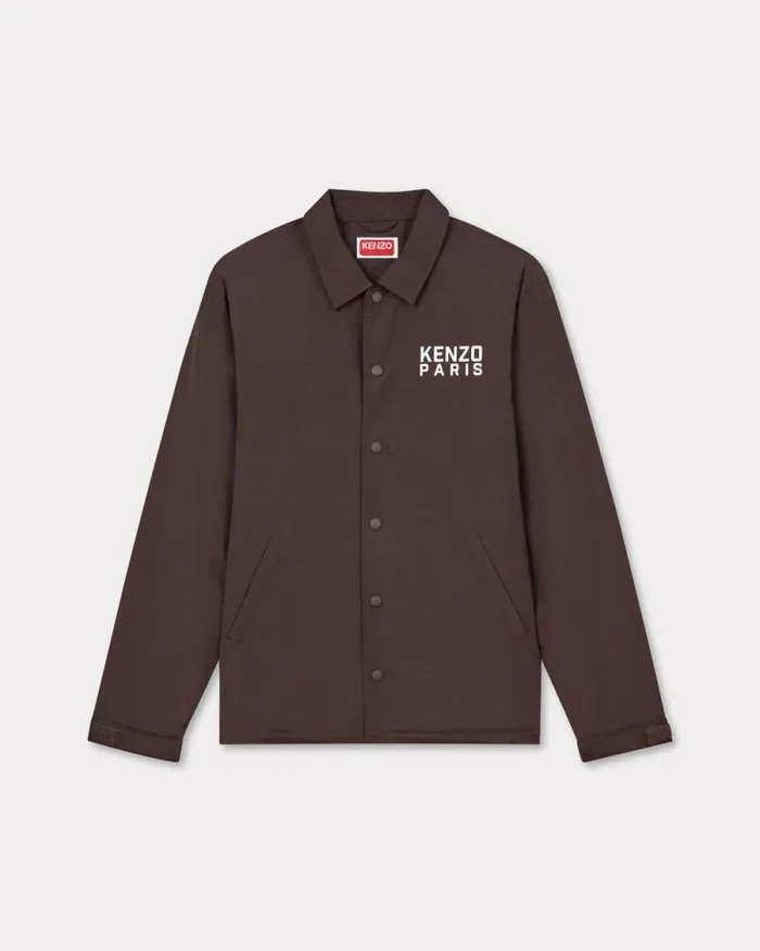 Men 039KENZO Happy Tiger039 Heavy Coach Jacket Dark Brown Kenzo Jackets And Coats