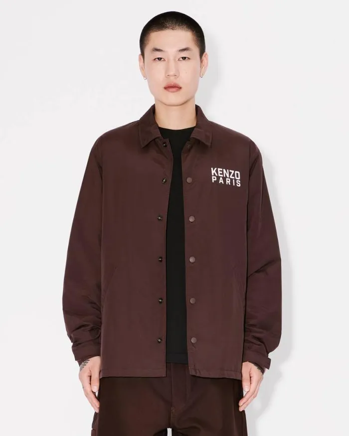 Men 039KENZO Happy Tiger039 Heavy Coach Jacket Dark Brown Kenzo Jackets And Coats
