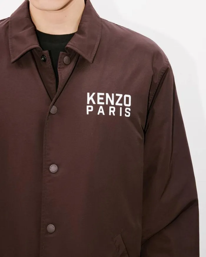 Men 039KENZO Happy Tiger039 Heavy Coach Jacket Dark Brown Kenzo Jackets And Coats