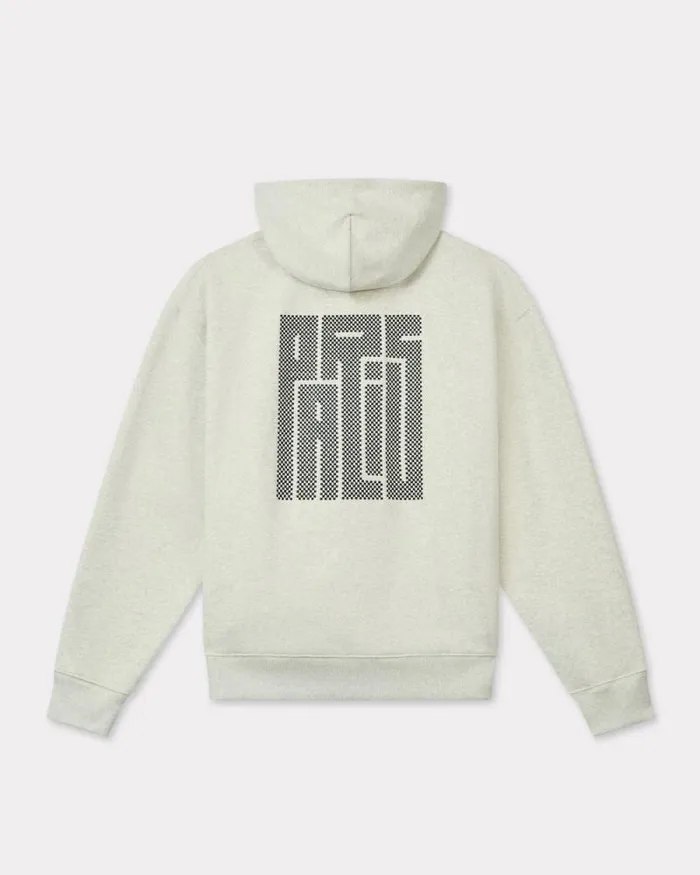 Men 039KENZO Kamon039 Embroidered Buttoned Hoodie Pale Grey Kenzo Sweatshirts And Hoodies