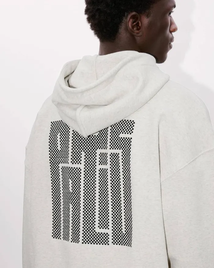 Men 039KENZO Kamon039 Embroidered Buttoned Hoodie Pale Grey Kenzo Sweatshirts And Hoodies