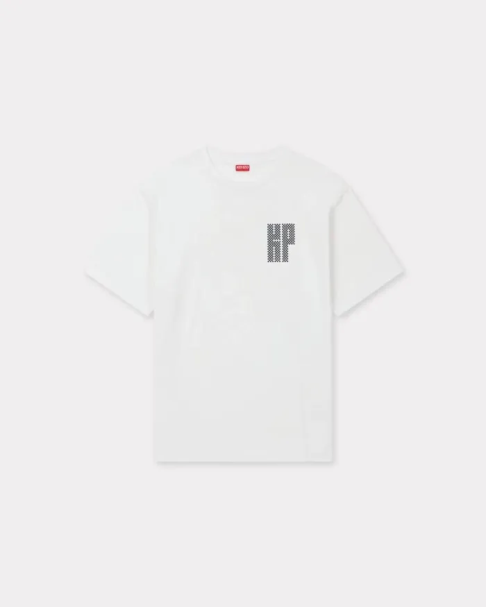 Men 039KENZO Kamon039 Oversized Tshirt In Cotton Off White Kenzo Tshirts And Polos