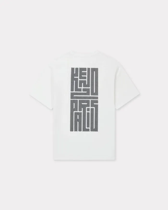 Men 039KENZO Kamon039 Oversized Tshirt In Cotton Off White Kenzo Tshirts And Polos