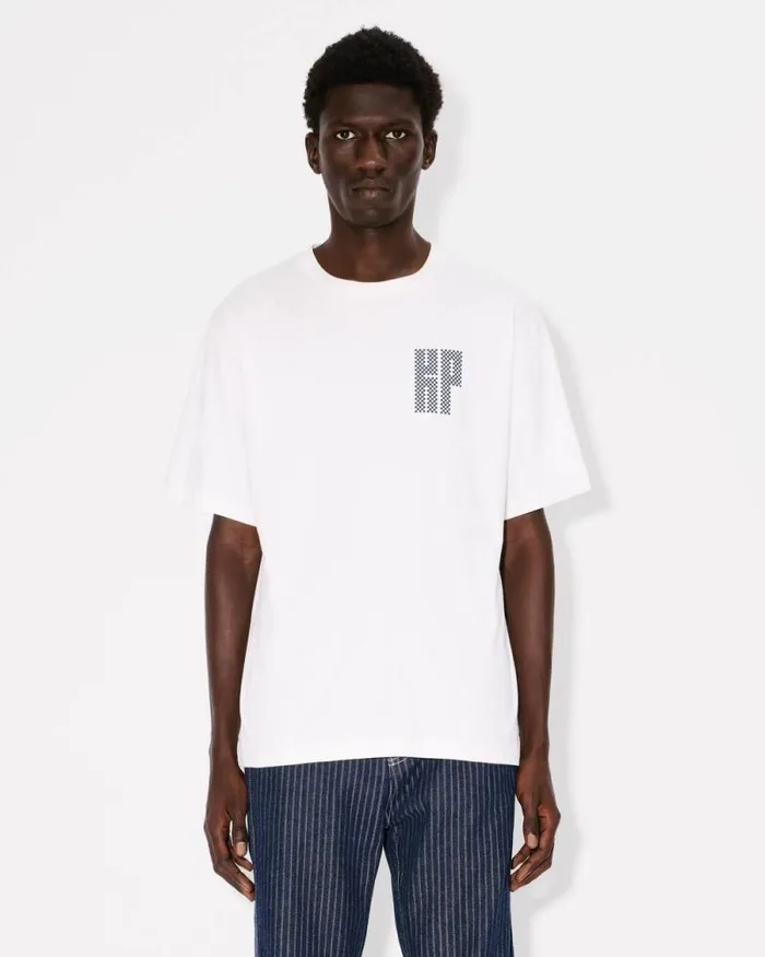 Men 039KENZO Kamon039 Oversized Tshirt In Cotton Off White Kenzo Tshirts And Polos