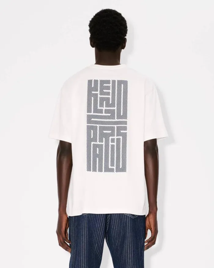 Men 039KENZO Kamon039 Oversized Tshirt In Cotton Off White Kenzo Tshirts And Polos