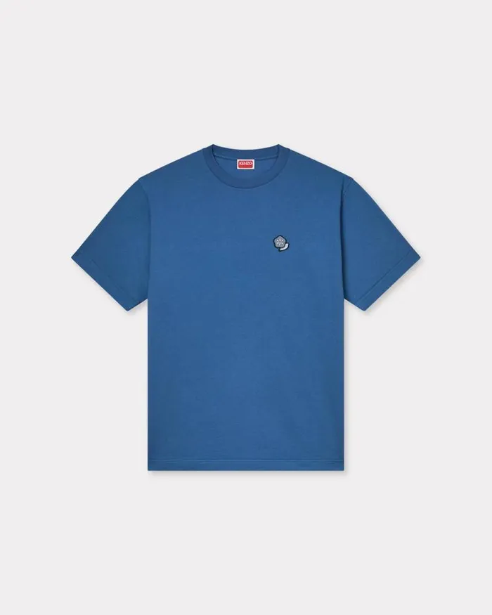 Men 039KENZO Pop039 Embroidered Tshirt In Cotton Blue Kenzo Tshirts And Polos