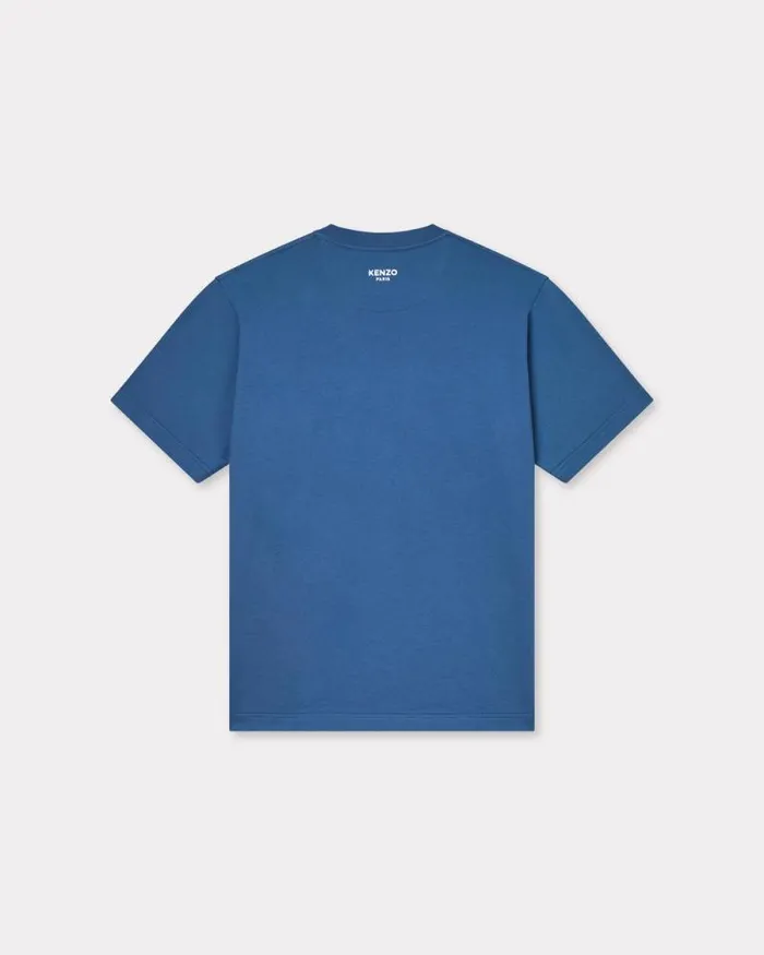 Men 039KENZO Pop039 Embroidered Tshirt In Cotton Blue Kenzo Tshirts And Polos