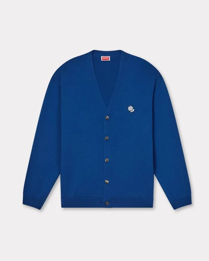 Men 039KENZO Pop039 Wool Cardigan Blue Kenzo Sweaters And Cardigans