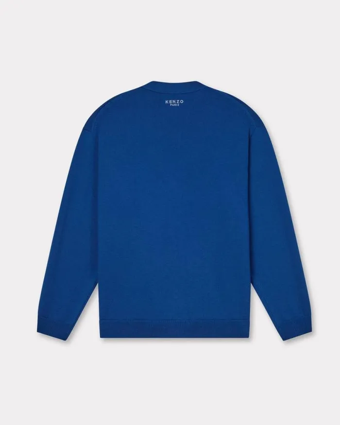 Men 039KENZO Pop039 Wool Cardigan Blue Kenzo Sweaters And Cardigans