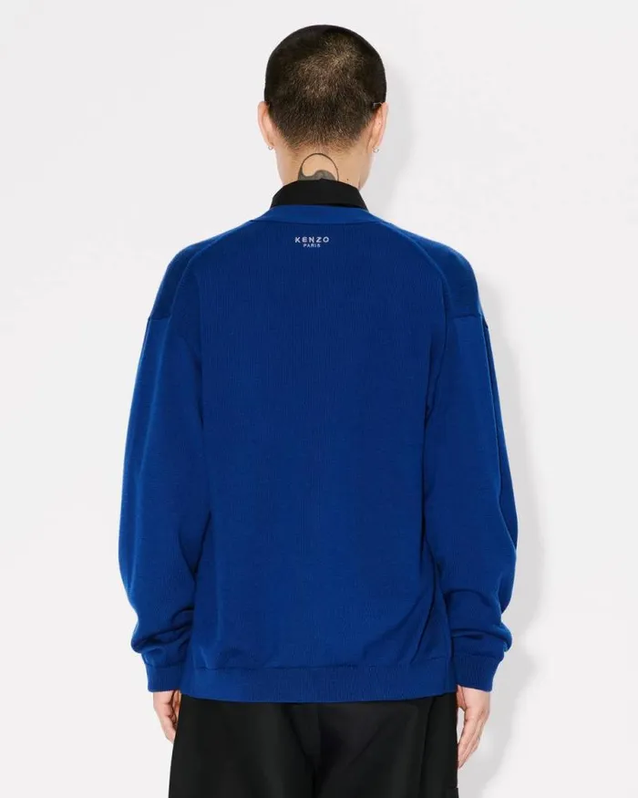 Men 039KENZO Pop039 Wool Cardigan Blue Kenzo Sweaters And Cardigans