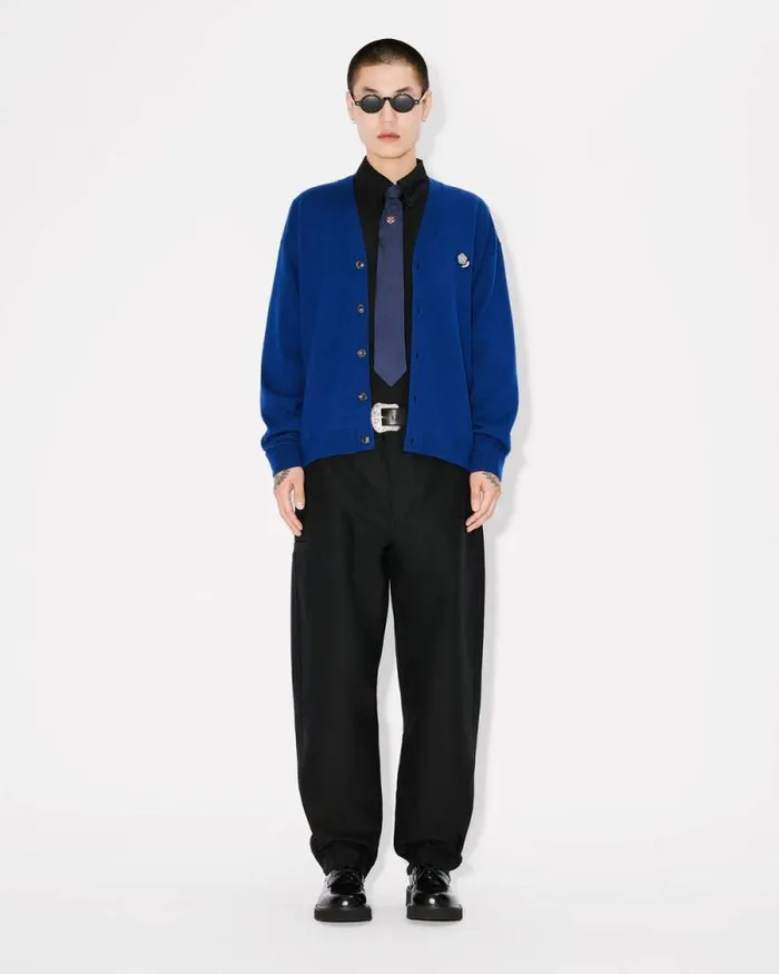 Men 039KENZO Pop039 Wool Cardigan Blue Kenzo Sweaters And Cardigans