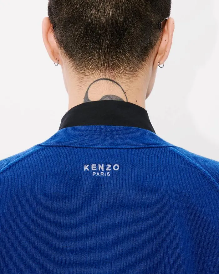 Men 039KENZO Pop039 Wool Cardigan Blue Kenzo Sweaters And Cardigans