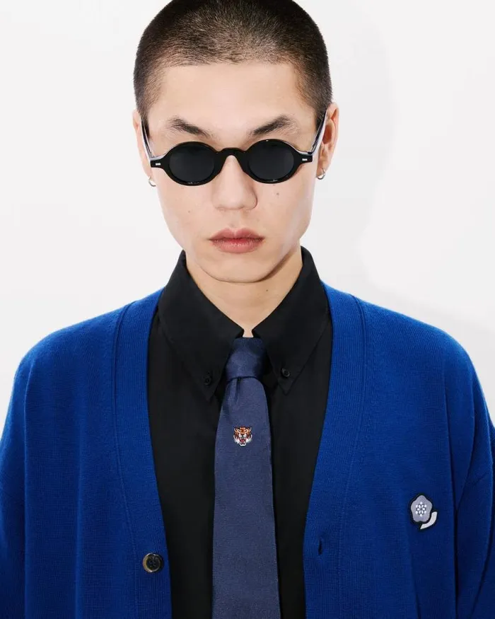 Men 039KENZO Pop039 Wool Cardigan Blue Kenzo Sweaters And Cardigans