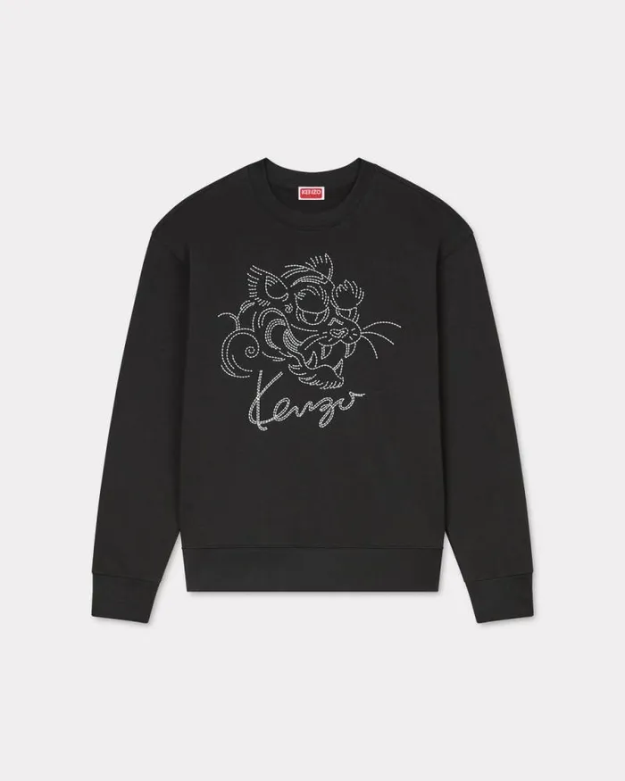 Men 039KENZO Star Tiger039 Embroidered Sweatshirt In Cotton Black Kenzo Sweatshirts And Hoodies Men 039KENZO Star Tiger039 Embroidered Sweatshirt In Cotton Black Kenzo Sweatshirts And Hoodies