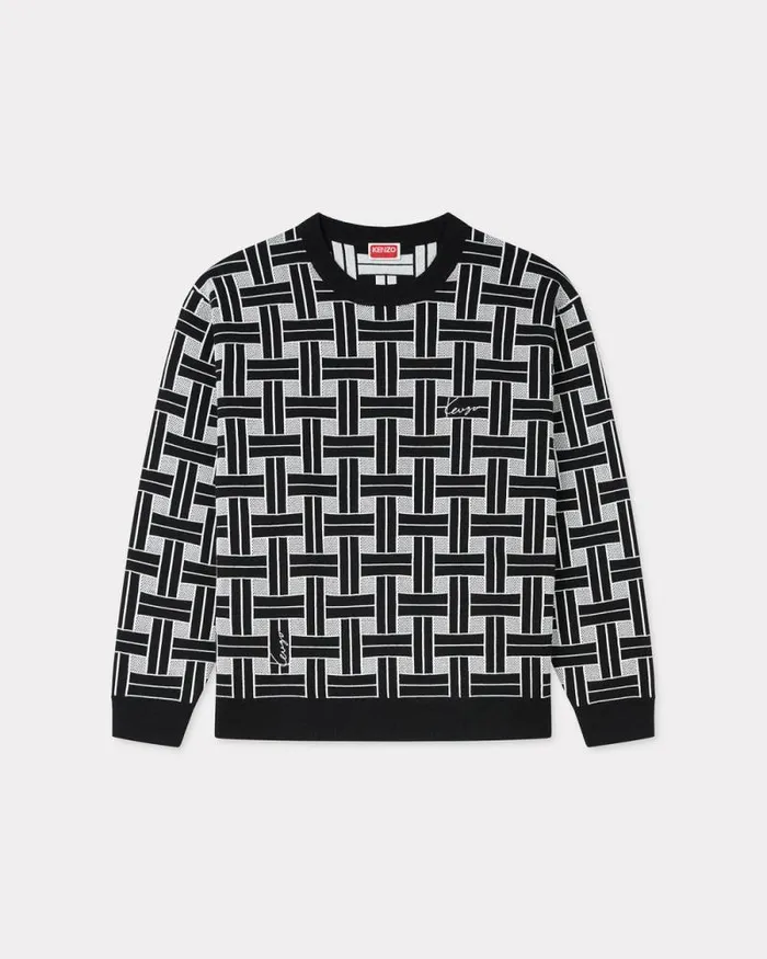Men 039KENZO Weave039 Embroidered Jumper Black Kenzo Sweaters And Cardigans