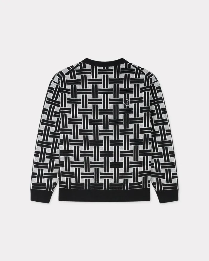 Men 039KENZO Weave039 Embroidered Jumper Black Kenzo Sweaters And Cardigans