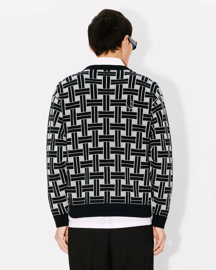 Men 039KENZO Weave039 Embroidered Jumper Black Kenzo Sweaters And Cardigans