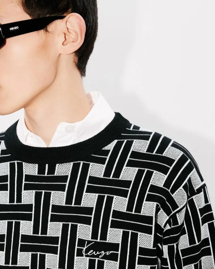 Men 039KENZO Weave039 Embroidered Jumper Black Kenzo Sweaters And Cardigans