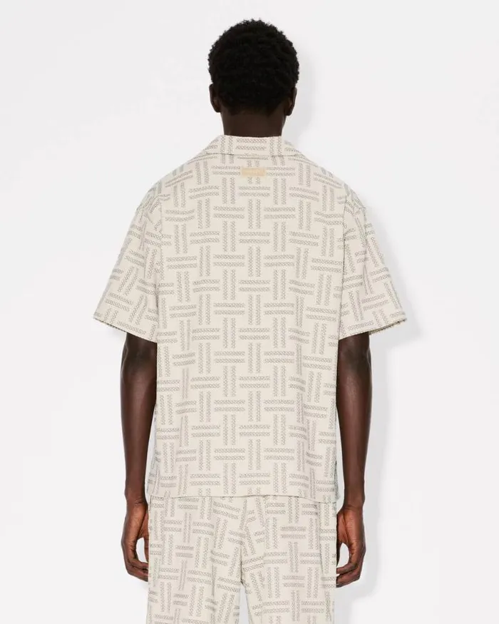 Men 039KENZO Weave039 Hawaiian Shirt Tan Kenzo Shirts