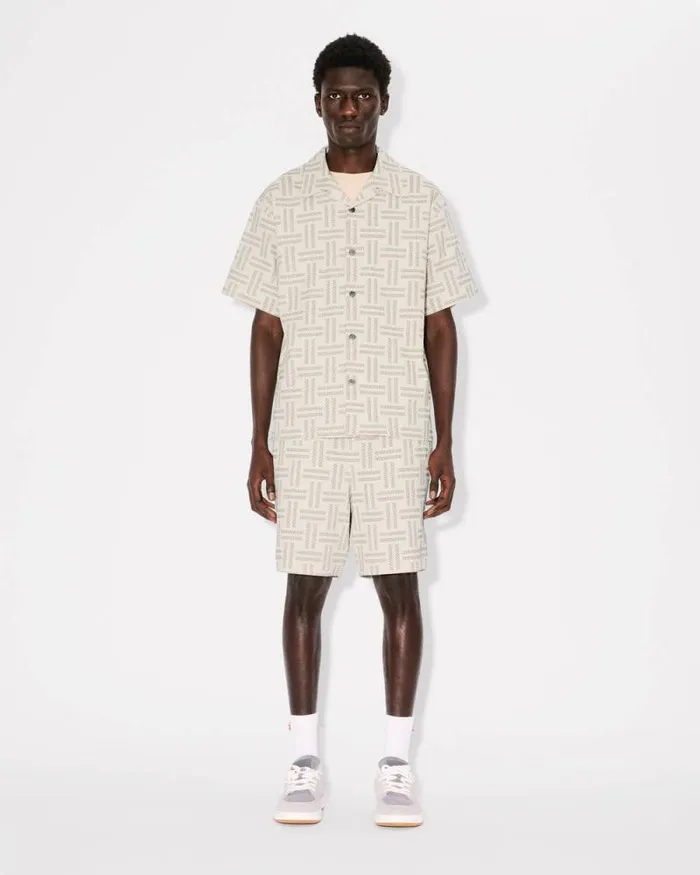 Men 039KENZO Weave039 Hawaiian Shirt Tan Kenzo Shirts