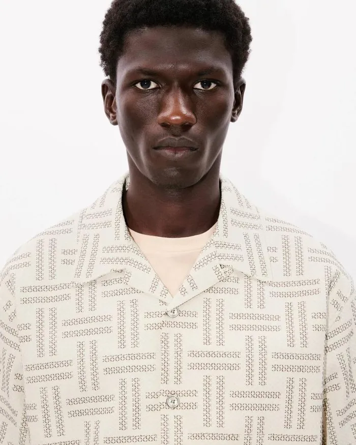 Men 039KENZO Weave039 Hawaiian Shirt Tan Kenzo Shirts