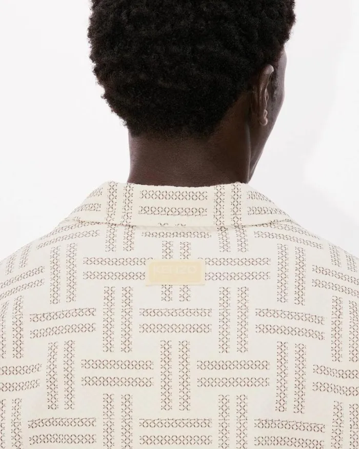 Men 039KENZO Weave039 Hawaiian Shirt Tan Kenzo Shirts