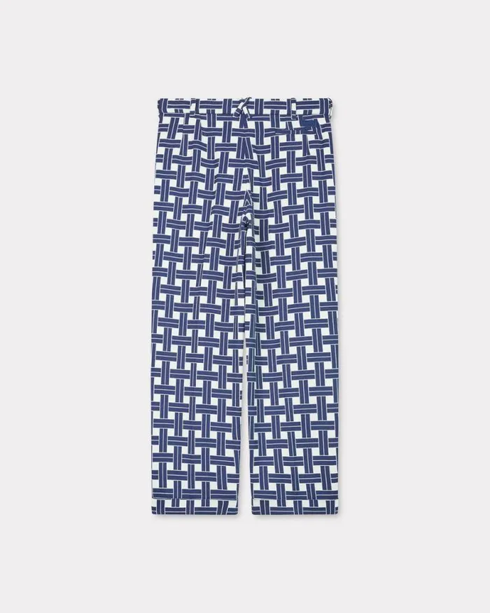 Men 039KENZO Weave039 Straight Pleated Tailored Pants Midnight Blue Kenzo Pants And Shorts