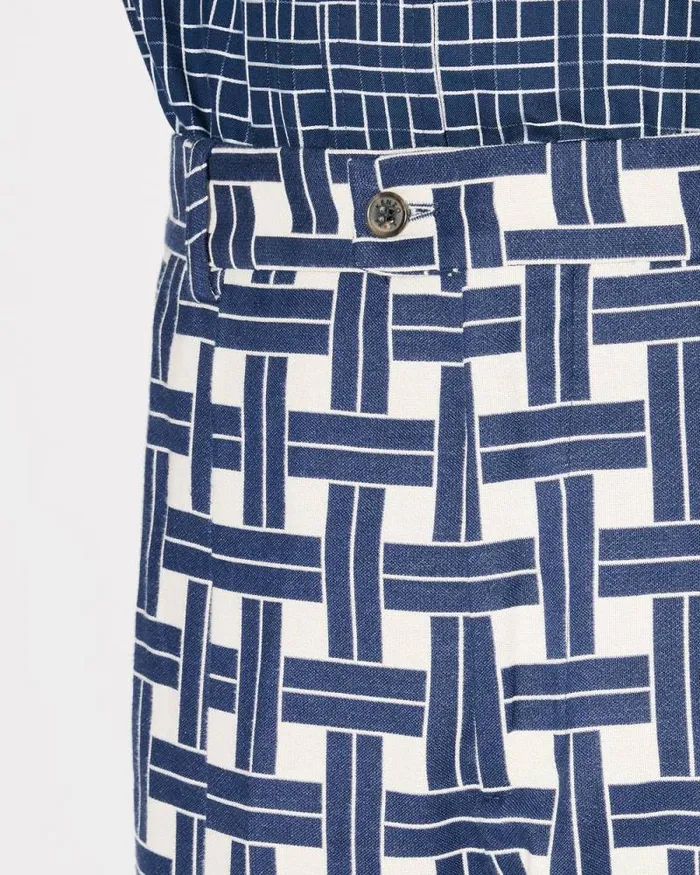 Men 039KENZO Weave039 Straight Pleated Tailored Pants Midnight Blue Kenzo Pants And Shorts