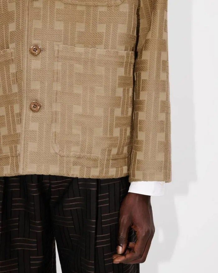 Men 039KENZO Weave039 Workwear Jacket Tan Kenzo Tailoring