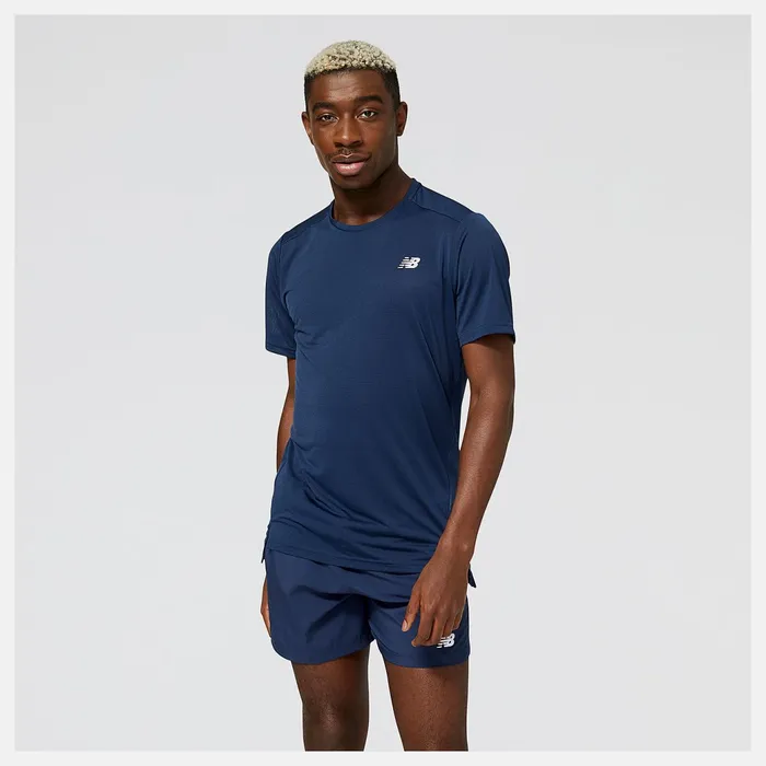 Men Accelerate Short Sleeve Natural Indigo New Balance Shirts