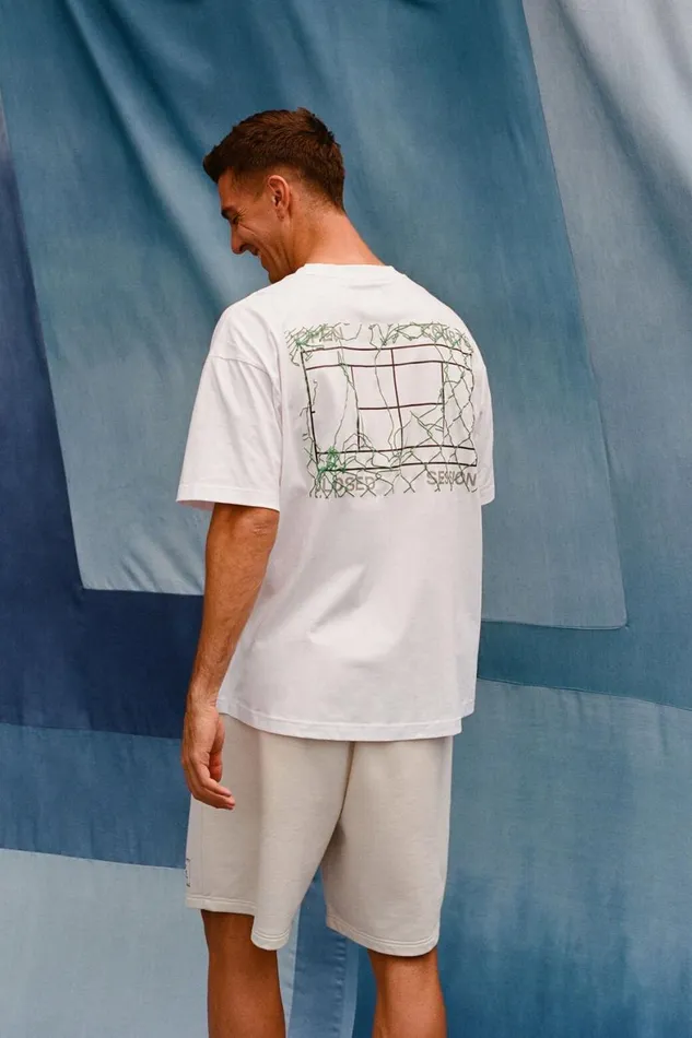 Men Activewear Cotton On Active Kokkinakis TShirt Lcn Tk White Open Courts