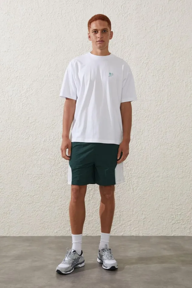Men Activewear Cotton On Active Kokkinakis TShirt Lcn Tk White Open Courts