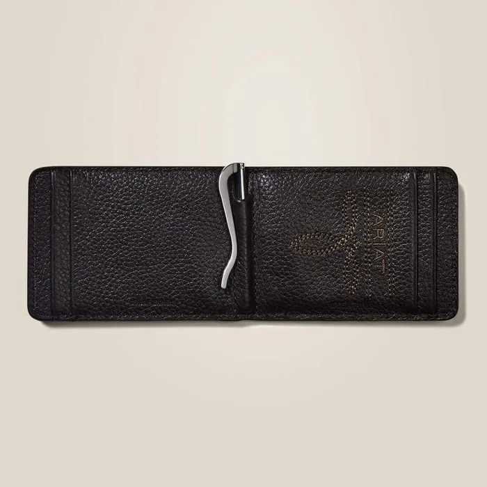 Men Bags and Wallets Ariat Bifold Slim Wallet Staked Logo Brown Rowdy