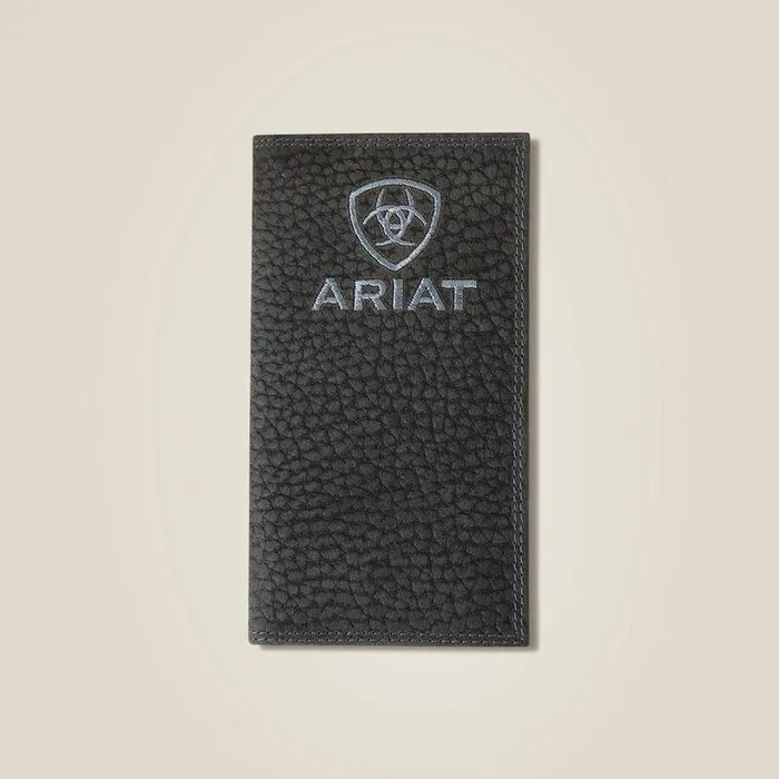Men Bags and Wallets Ariat Pebble Leather Rodeo Wallet Black