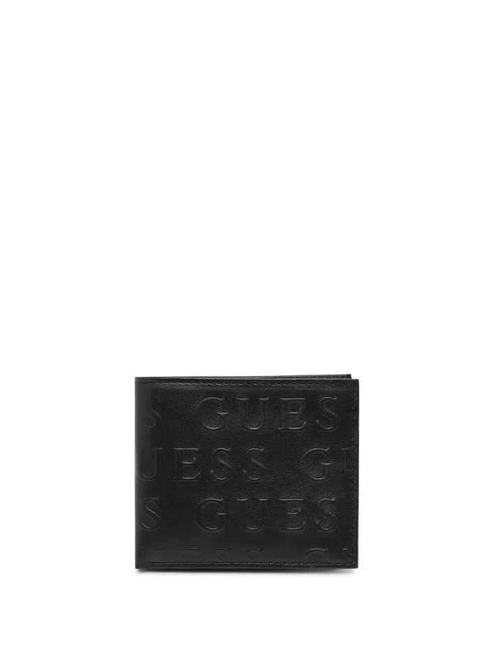 Men Bags and Wallets GUESS Black Glenoaks Logo Passcase Wallet