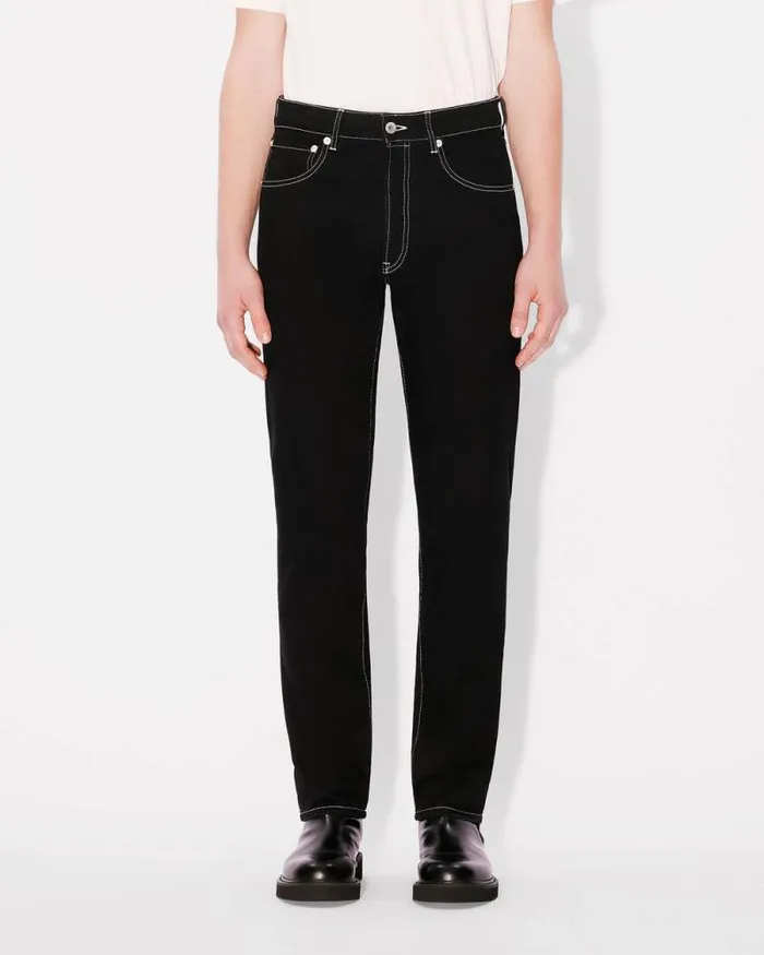 Men BARA Slim Jeans In Japanese Denim Rinse Black Denim Kenzo Pants And Shorts