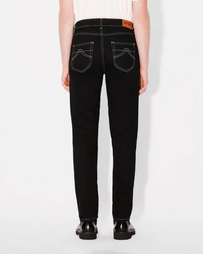 Men BARA Slim Jeans In Japanese Denim Rinse Black Denim Kenzo Pants And Shorts