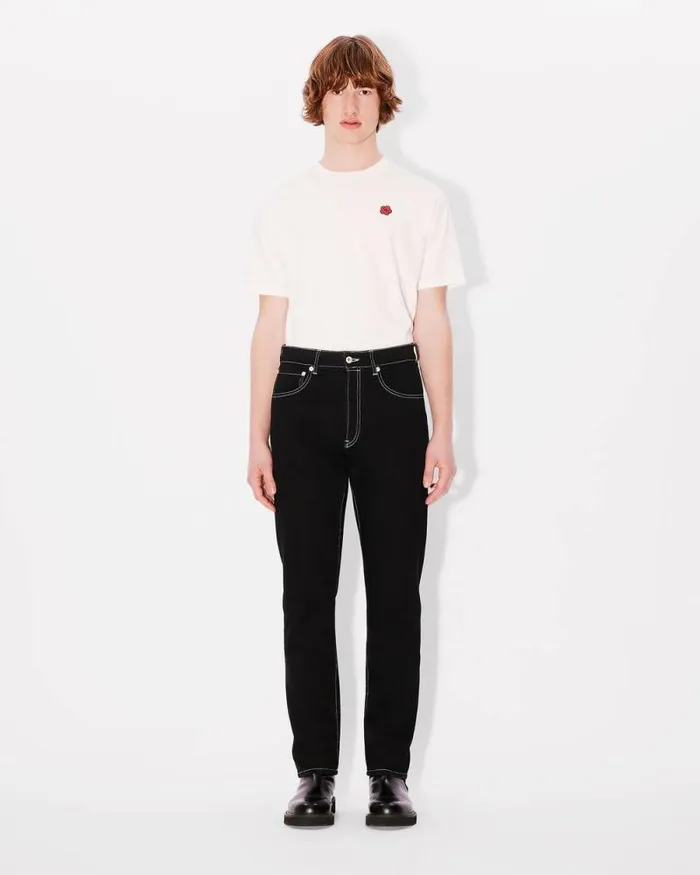 Men BARA Slim Jeans In Japanese Denim Rinse Black Denim Kenzo Pants And Shorts