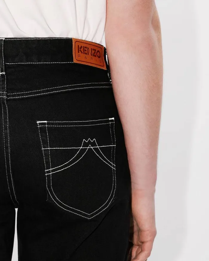 Men BARA Slim Jeans In Japanese Denim Rinse Black Denim Kenzo Pants And Shorts
