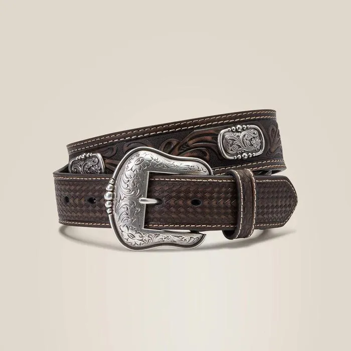 Men Belts Ariat Filigree Concho Belt Brown