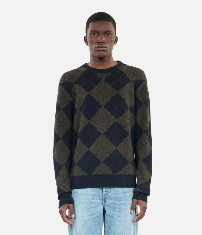 Men Black And Khaki Diamond Sweater THE KOOPLES Sweaters