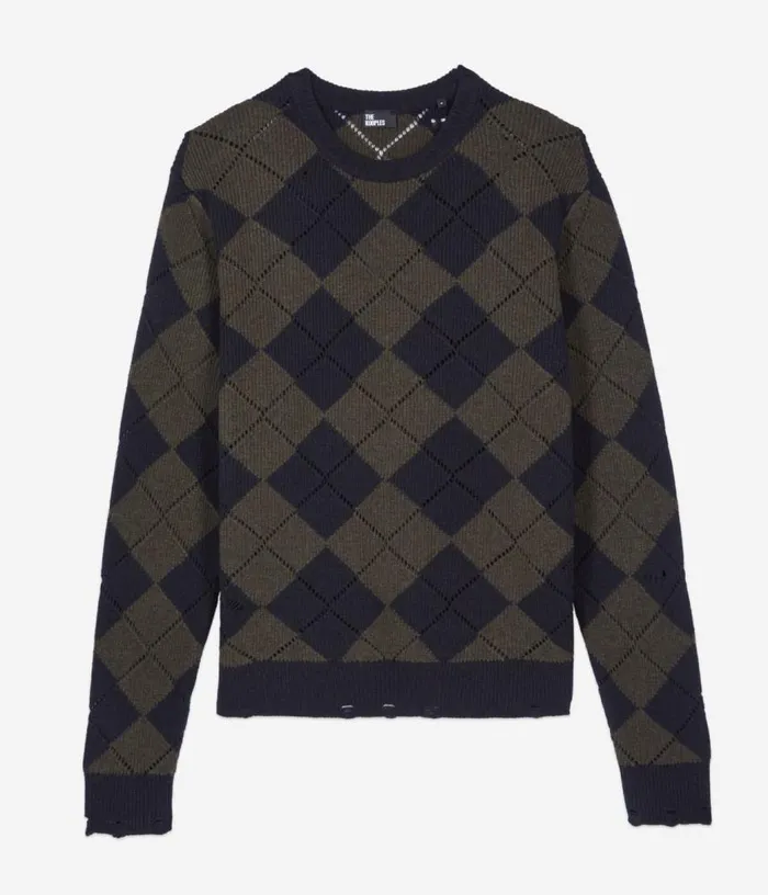 Men Black And Khaki Diamond Sweater THE KOOPLES Sweaters