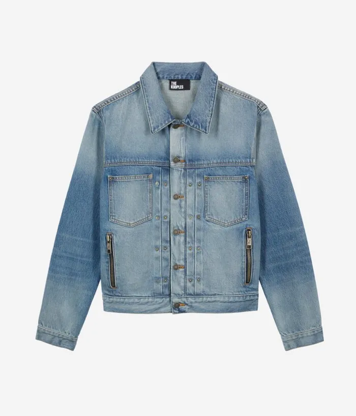 Men Blue Washed Denim Jacket THE KOOPLES Coats and Jackets