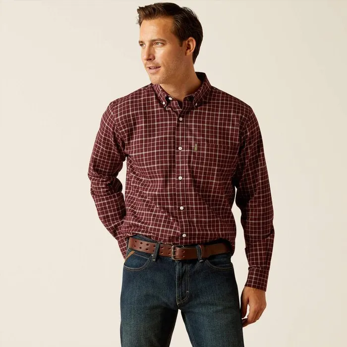 Men Button Down Shirts Ariat Clement Shirt Marron