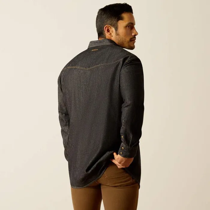 Men Button Down Shirts Ariat Denim Shirt Black Rinse Men Button Down Shirts Ariat Denim Shirt Black Rinse